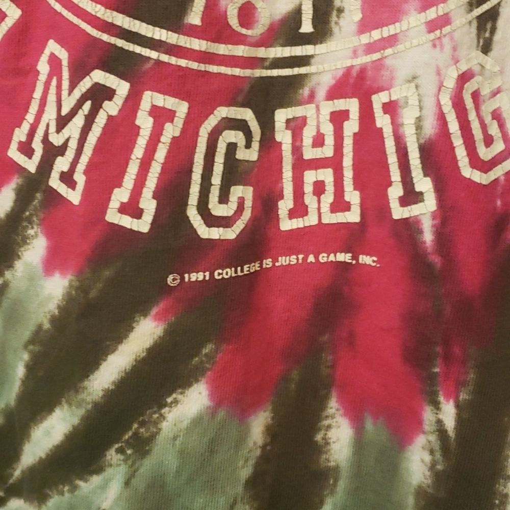 Vintage 1991 Tie Dye University Of Michigan Tee Shirt - Picture 3 of 4
